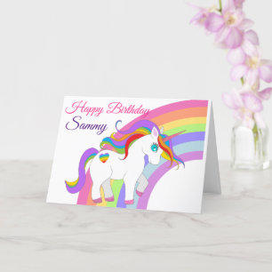 Unga flickans födelsedag Unicorn Personalize Namn Kort