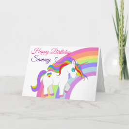 Unga flickans födelsedag Unicorn Personalize Namn Kort