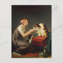 Unga flickor Ge Mjölk till hennes kattkonst