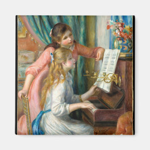 Unga flickor i piano av Pierre-Auguste Renoir Magnet