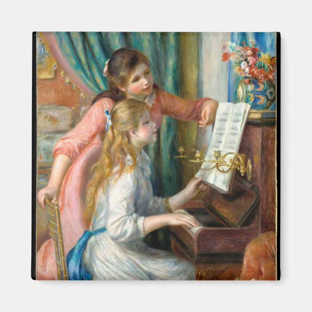 Unga flickor i piano av Pierre-Auguste Renoir Magnet (Framsidan)