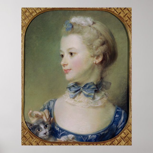 Unga flickor med katt poster (Framsidan)