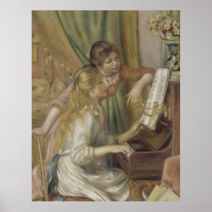 Unga flickor på Piano Poster