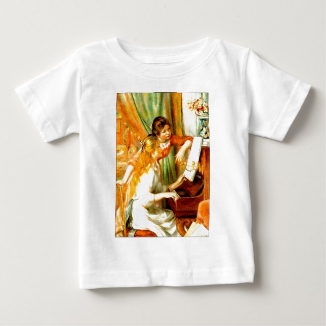 Unga flickor på Piano T-shirt (Framsida)