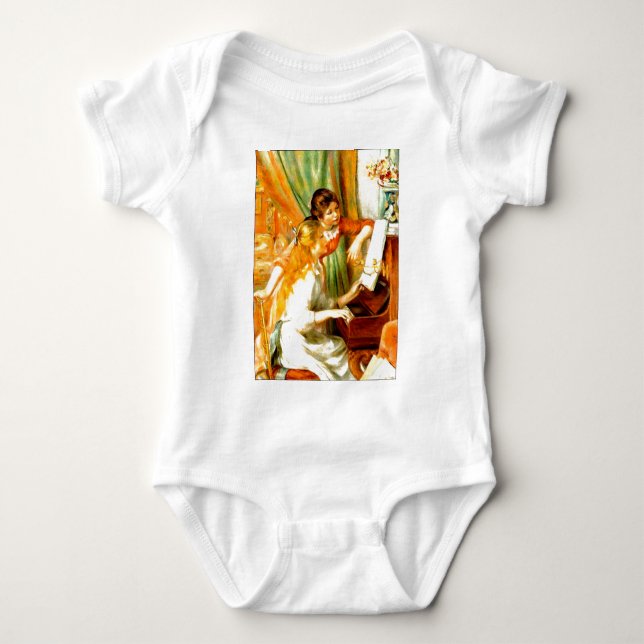 Unga flickor på Piano T-shirt (Framsida)