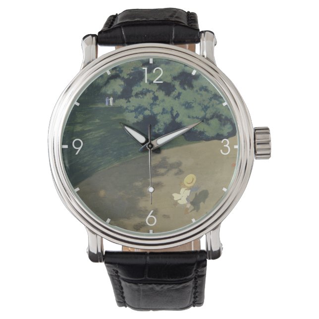 Unga flickor som springer efter en röd Boll (barnd Armbandsur (Framsida)