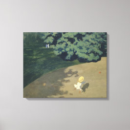 Unga flickor som springer efter en röd Boll (barnd Canvastryck