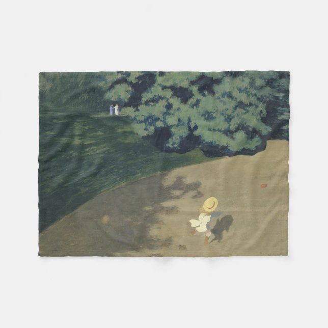 Unga flickor som springer efter en röd Boll (barnd Fleecefilt (Framsidan (Horisontell))