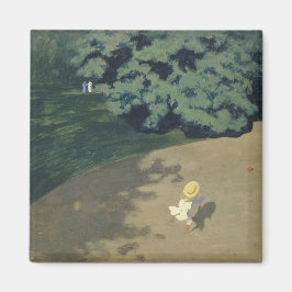 Unga flickor som springer efter en röd Boll (barnd Magnet