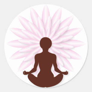 Unga flickor som tränar yoga runt klistermärke