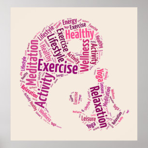 Unga flickor som tränar yoga under Yin Yang-symbol Poster