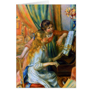 Unga flickor vid Piano av Pierre Renoir Hälsningskort