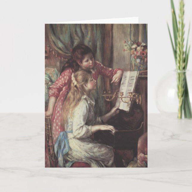 Unga flickor vid Piano av Pierre Renoir Kort (Framsida)