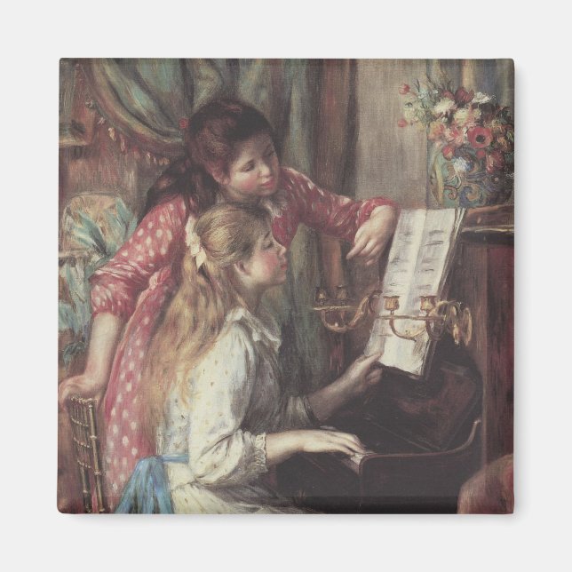Unga flickor vid Piano av Pierre Renoir Magnet (Framsidan)