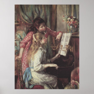 Unga flickor vid Piano av Pierre Renoir Poster