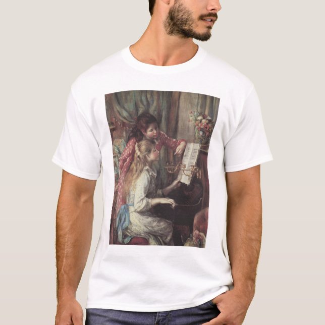 Unga flickor vid Piano av Pierre Renoir Tee Shirt (Framsida)