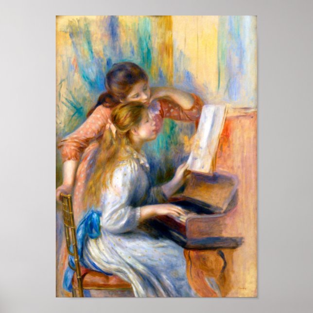 Unga flickor vid Piano, Renoir Poster (Framsidan)