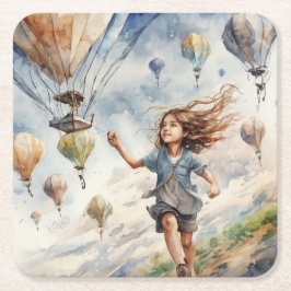 Unga flygande drakar underlägg papper kvadrat