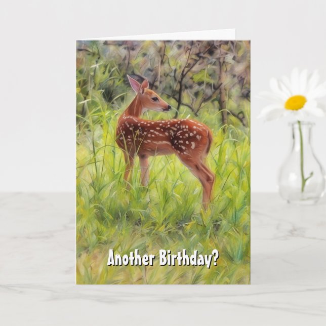 Unga födelsedag Funny Pun-Hjort Nature Birthday Ca Kort (Liten växt)