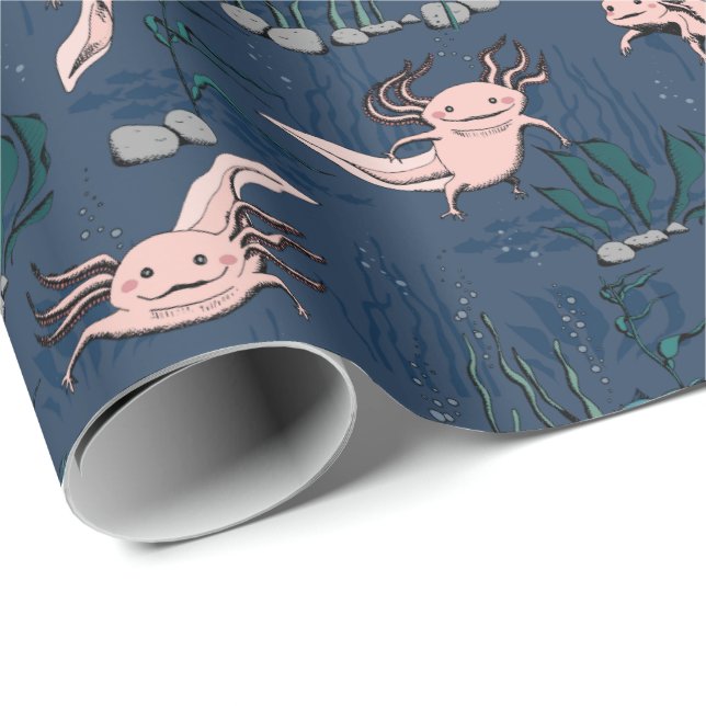 Unga Grönten Underwater Axolotl Teckning Presentpapper (Rullad Hörn)