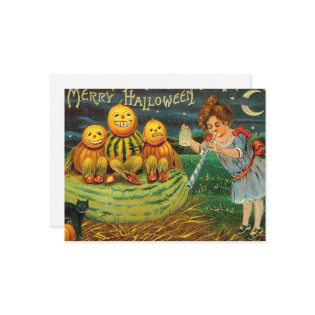 Unga häxors brygd: Pumpamän på magisk altare Vykort (Fram/Back In Situ)