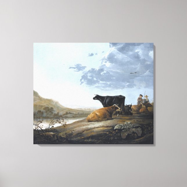 Unga Herdsmen med kor Canvastryck (Framsida)