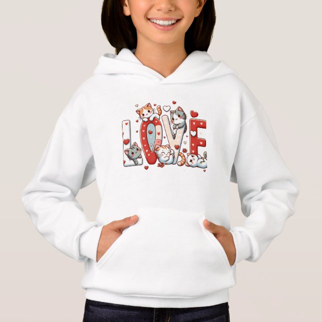 Unga hoodie Adsible Tecknad Cats T Shirt (Framsida)