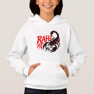 Unga hoodie med en fetstilt skorpion-design t shirt