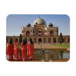 Unga indiska damer och Humayuns grav, Delhi, Magnet