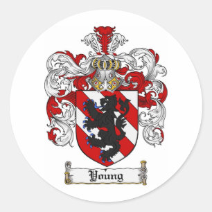 Unga Jackar i Arm Young Family Crest Runt Klistermärke