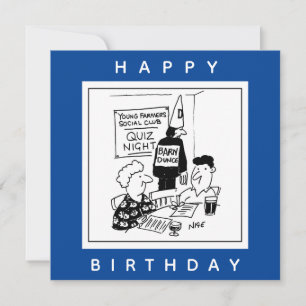 Unga jordbrukare har en Quiz Natt-Tecknad Kort