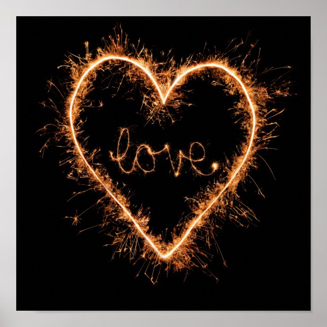 Unga Kärlek-inspiration, Sparkler Heart Poster (Framsidan)