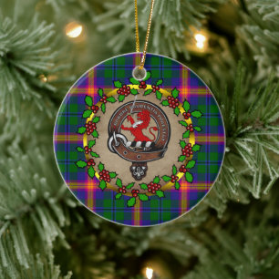 Unga klanmärke & Tartan Personlig jul Julgransprydnad Keramik
