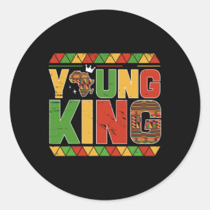 Unga kung Afrika Kart Kente Konst Afroamerikansk B Runt Klistermärke
