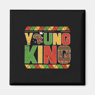 Unga kung Afrika Karta Kente Konst Afroamerikansk Magnet