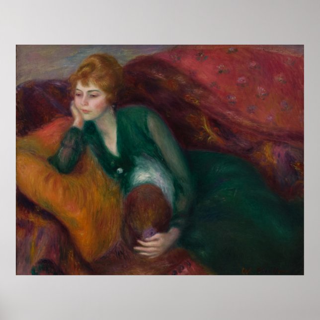 Unga kvinna i grönt, William James Glackens Poster (Framsidan)