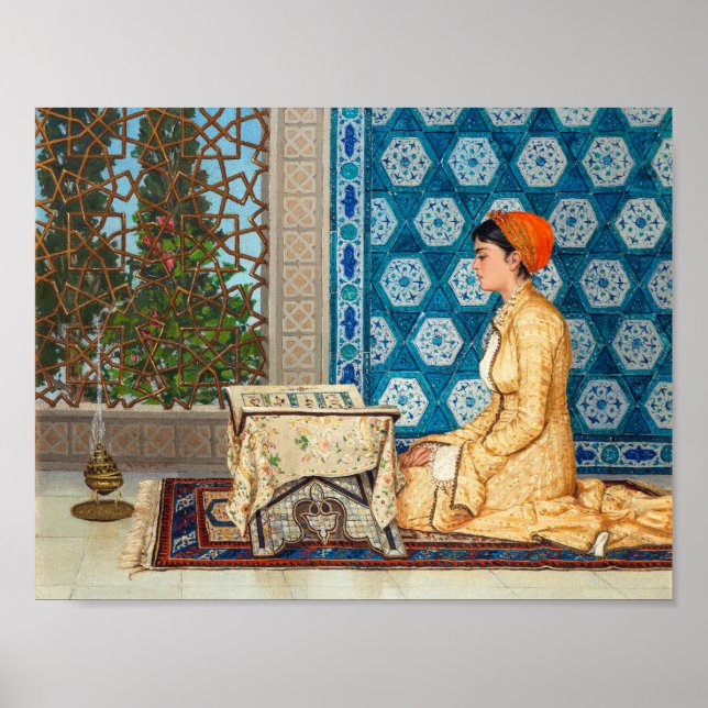 Unga kvinna som läser | Osman Hamdi Bey | Poster (Framsidan)