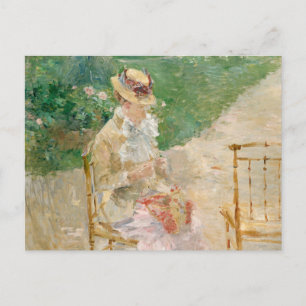 Unga kvinna som stickar Berthe Morisot Vykort