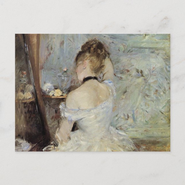 Unga kvinna vid spegeln av Berthe Morisot Vykort (Framsida)