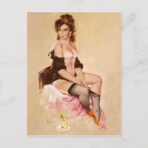 Unga kvinnan porträtt vykort