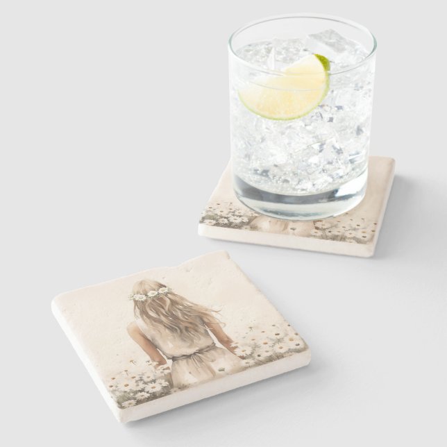 Unga kvinnans vattenfärg i Daisy Fält Stenunderlägg (Sidan)