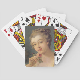 Unga Kvinnas Bukett Rosor av Francois Boucher Spelkort