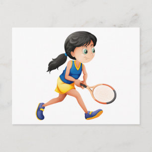 Unga kvinnliga spelare som spelar tennis vykort