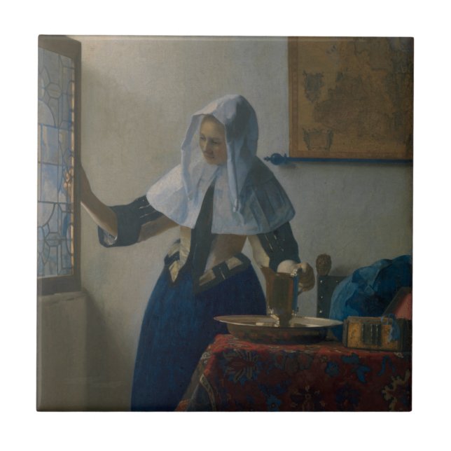 Unga kvinnor med Pitcher Vermeer Art Puzzle från V Kakelplatta (Framsidan)