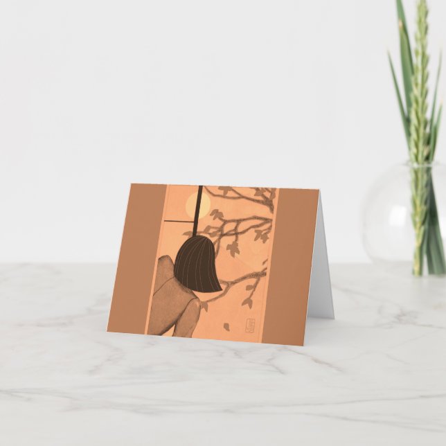 Unga kvinnor på Shoji Skärm AUTUMN Blank Note Kort (Framsida)