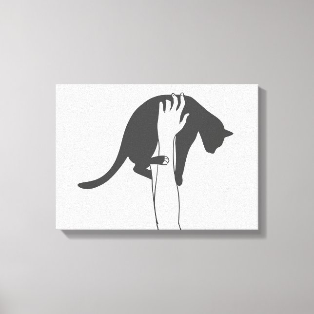 Unga kvinnor som lyfter katt - Välj bakgrund färg Canvastryck (Framsida)