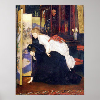 Unga kvinnor Tittar på japanska objekt Poster