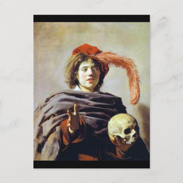 Unga man med Skull Vykort (Framsida)