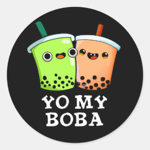 Unga min Boba Funny Boba Tea Pun Mörk BG Runt Klistermärke