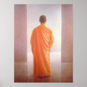 Unga Munk tillbaka vy över Vietnam Poster